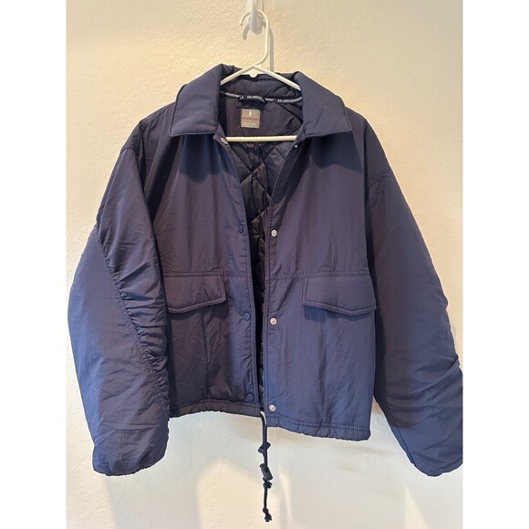 Free People Movement Off the Bleachers Coaches Jacket Navy Blue SMALL - Picture 5 of 5